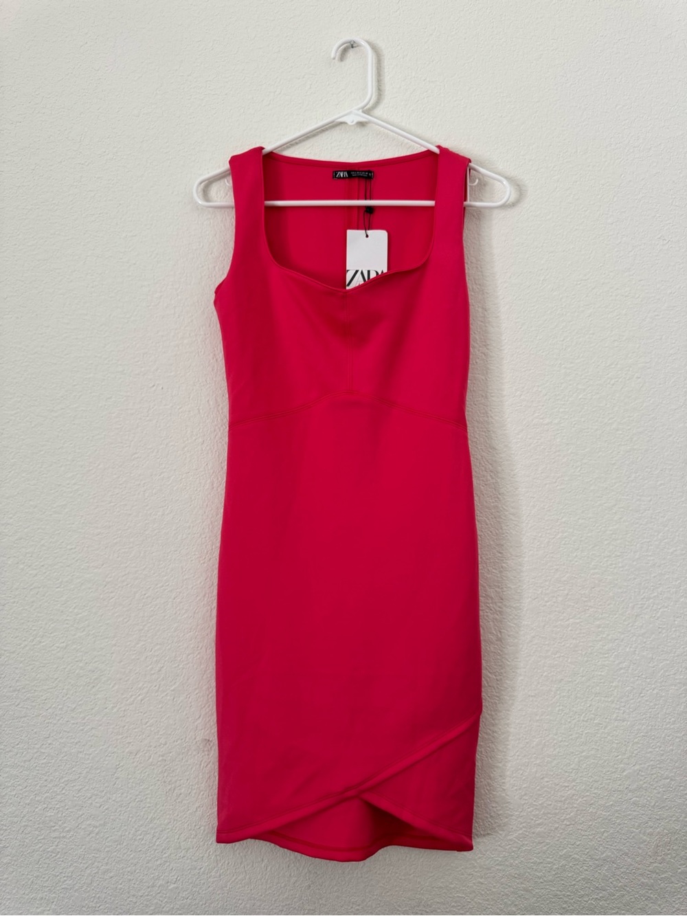 NWT Zara Hot Pink Sleeveless Bodycon Midi Dress